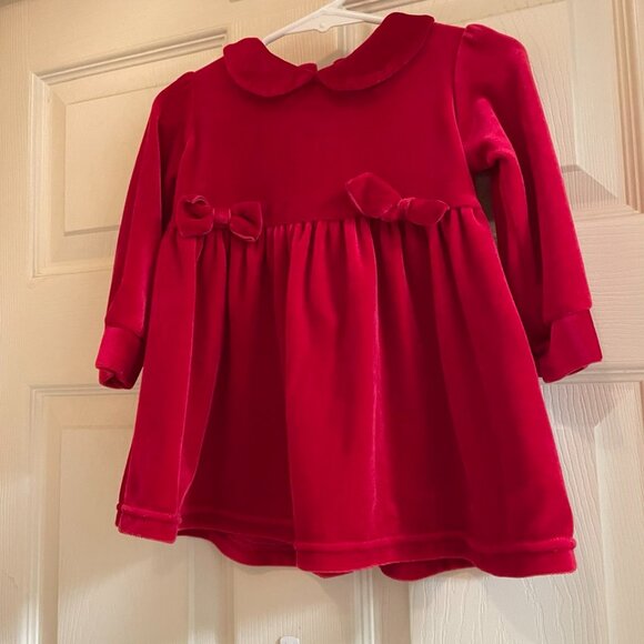 VTG 90s Childrens Place Red Velvet Christmas Dress w/ Peter Pan Collar Sz 12 Mos - Picture 11 of 13
